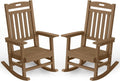 YEFU Outdoor Rocking Chairs Set of 2, HIPS Rocking Chair, Teak | Weather Resistant,Porch Rocker for Adult, Poly Patio Rocker, Like Real Wood, Durable&Sturdy,Easy Assembly, Heavy Duty 350 lbs