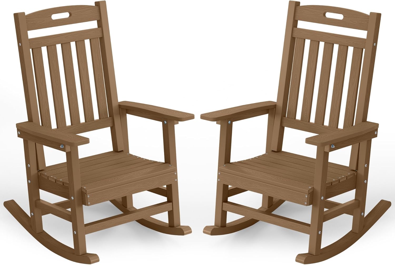 YEFU Outdoor Rocking Chairs Set of 2, HIPS Rocking Chair, Teak | Weather Resistant,Porch Rocker for Adult, Poly Patio Rocker, Like Real Wood, Durable&Sturdy,Easy Assembly, Heavy Duty 350 lbs