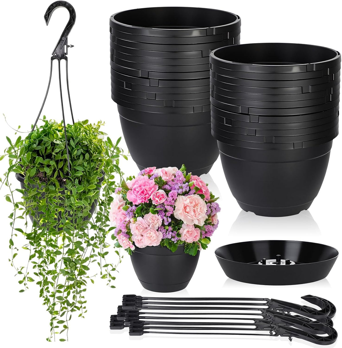 roshtia 24 pcs 6.3 inch plastic hanging pots, main product view