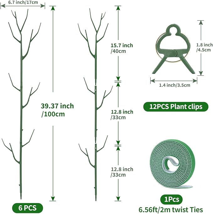 9 Pack Green Plant Support Stakes Plant Stakes for Indoor and Outdoor Plants. 39.37inch Plant Sticks with Extension Poles, Plant Clips,Plant Ties for Potted Monstera Plants, Climbing Plants