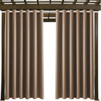 Waterproof Outdoor Curtain W84 x L120 - Grommet Top Sunlight Blocking Window Treatment Drapes Blackout Curtains for Home Bedroom Living Room Patio Pergola Cabana Gazebo (Camel Brown, 2 Panels)