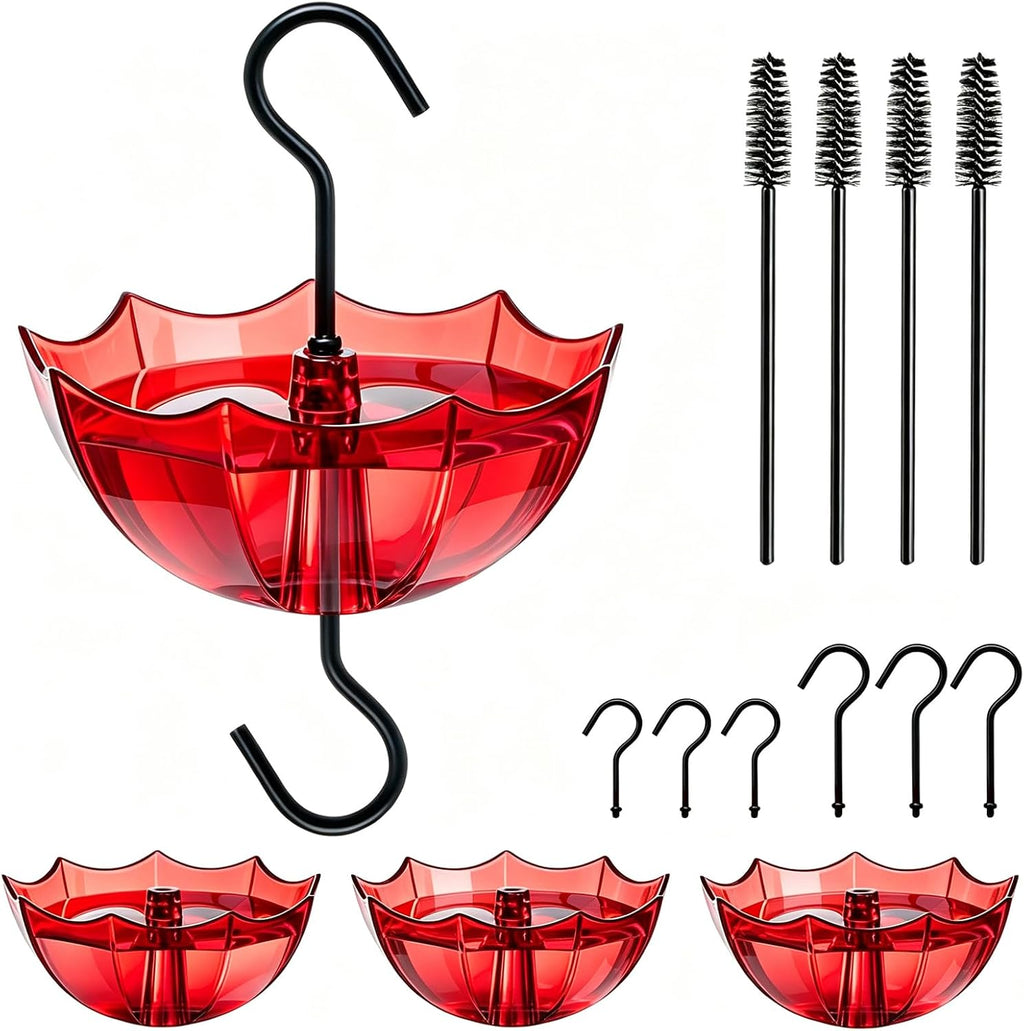 Ant Moat for Hummingbird and Oriole Feeder, (5 OZ, 4 Pack) | Large Capacity Umbrella Hummngbird Feeder Parts Hanging Ant Guard( 3.94 inch / 100 mm in diameter), Feeder Accessory Hooks