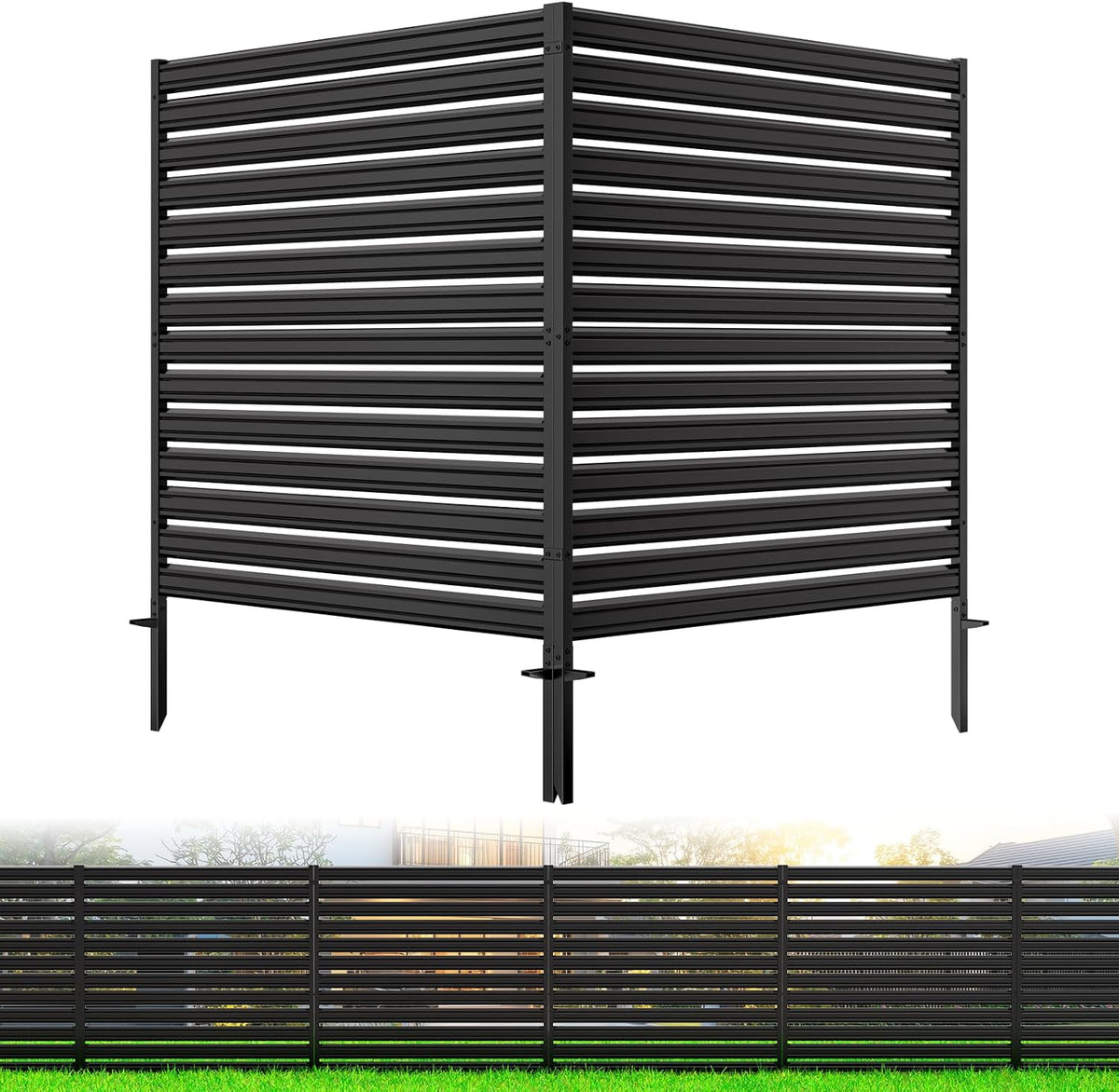 no-dig metal privacy fence screen, 48" h ×, main product view
