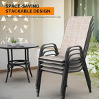 VINGLI Patio Chairs Set of 4 – Stackable Outdoor Dining Chairs with Comfortable Sling High Back Chairs and Armrests for Lawn, Poolside, Courtyard, Balcony, Garden, Yellow