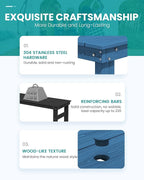 SERWALL Outdoor Bar Set - 4 Adirondack Bar Chairs & Bar Height Table with 1.6" Umbrella Hole, All-Weather HDPE Patio Furniture for Poolside, Backyard, Garden - Blue