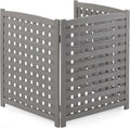 3-panel outdoor air conditioner fence screen, outside wood, main product view