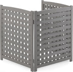 3-panel outdoor air conditioner fence screen, outside wood, main product view