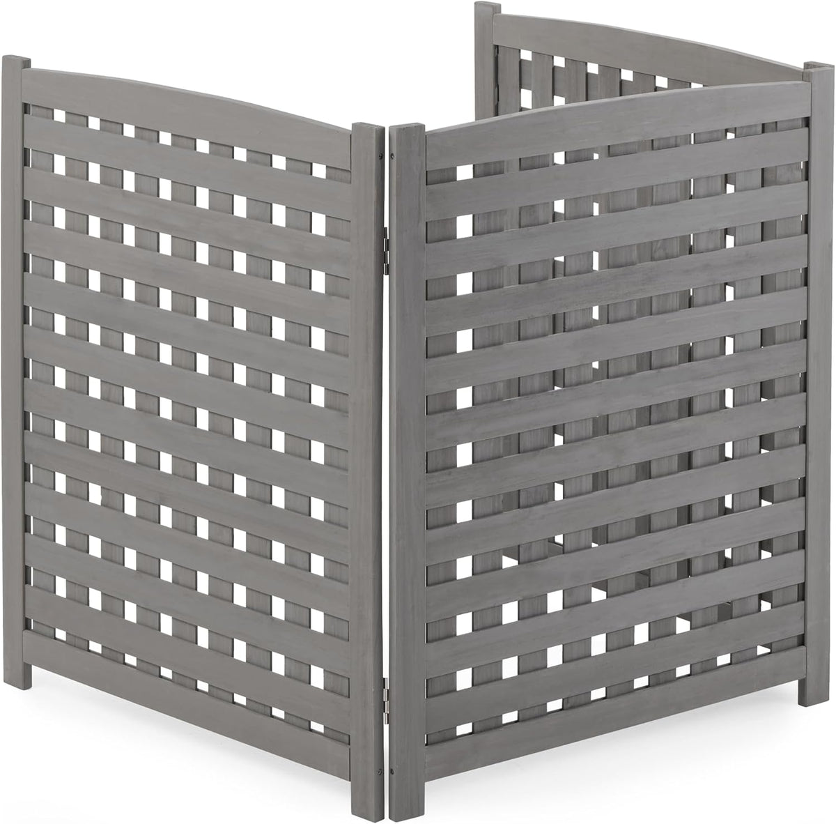 3-panel outdoor air conditioner fence screen, outside wood, main product view