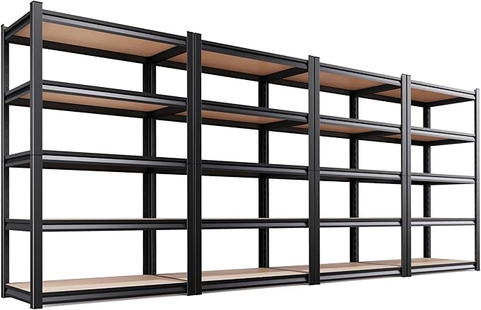 AOAORRG Set of 4 Garage Shelving Heavy Duty Storage Shelves, Metal Adjustable Shelving Unit, Utility Garage Organizer Shelf for Basement, Pantry, Kitchen, Warehouse, 45.6" Wx19.7 Dx78 H