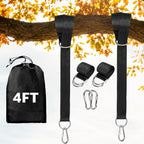 Tree Swing Hanging Straps Kit 4Ft, Robust, Reliable, and Flexible - Supports up to 2200 lbs - Effortless Setup with Sturdy Carabiners - Ideal for Hammocks, Swings, and Beyond (Black, 4FT)