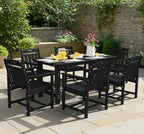 Ciokea HDPE Outdoor Dining Table with Umbrella Hole,66" Rectangle Patio Table for 6,All-Weather Outdoor Patio Furniture Set for Garden Backyard,Black