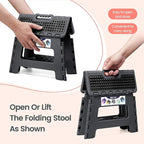 Delxo Folding Step Stool 9 Inch,Non-Slip Foldable Stools for Kids & Adults Up to 300 LBS,Kitchen Collapsible Fold Up Stepping Stool with Dotted 1 Pack,Gray