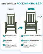 SERWALL Oversized Outdoor Rocking Chair Set of 4, HDPE Rocker for Adults, Patio Rocking Chairs for Porch, Avocado Green