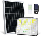 intelamp Solar Flood Lights Outdoor Waterproof, 20000mAh 4000LM Linkable Dual Motion Sensor Security Floodlight Exterior with Remote 16.4 FT Cable, 2-12H Dusk to Dawn Spots Lighting Outside