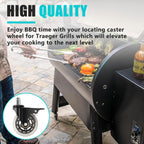 2 Pcs HDW302 Locking Caster Wheel for Traeger Grill - 3'' Grill Wheel with Brake for Outdoor Cooking