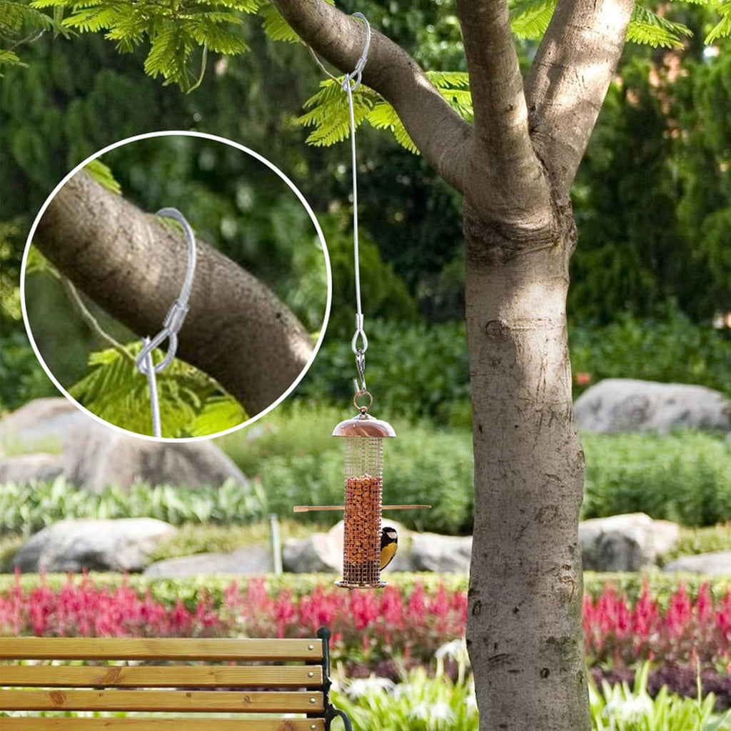 Kingdder 4 Pcs 12" 18" 24" 36" Hanging Cables Chain with S Hook Bird Feeder Tree Hanger PVC Coated Flexible Branch Hook Limb Protector for Outside Bird Feeders, Planters and Decorations