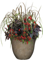 Classic Home and Garden Honeysuckle Resin Flower Pot Planter, Fossil Stone, 15" (Pack of 2)