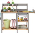 outdoor potting bench with sink, wood garden workstation, main product view