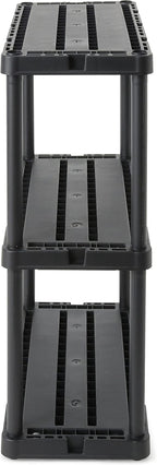 Gracious Living 4 Pack Light Duty Storage Shelves, Knect-A-Shelf 3-Shelf Ventilated Shelving Rack Organizer for Home, Garage, Basement, Laundry, Black