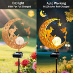 YJFWAL Garden Solar Dog Lights Pathway Stake Lights Glass Globe with Moon Cat Decor, Christmas Gift for Mom Grandma Friends, Outdoor Decor Light Waterproof for Walkway, Patio or Garden (Warm White)