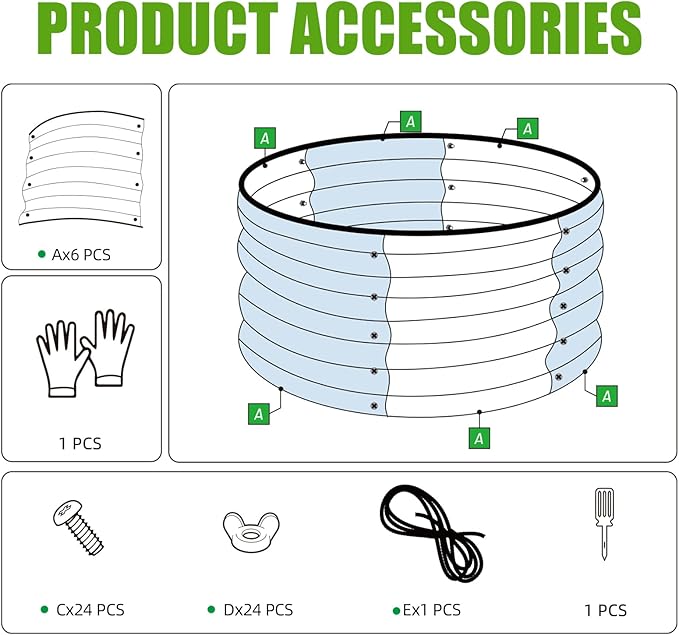 SnugNiture 2x2x1ft Round Galvanized Raised Garden Bed Kit Outdoor, Metal Planter Box for Planting Plants Vegetables, Brown