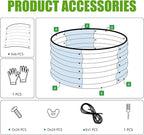 SnugNiture 2x2x1ft Round Galvanized Raised Garden Bed Kit Outdoor, Metal Planter Box for Planting Plants Vegetables, White