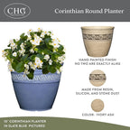 Classic Home and Garden Corinthian Resin Planter Pot - Outdoor & Indoor Plant Pot - Round Planter for Plants & Flowers (13" Ivory Ash, Pack of 1)