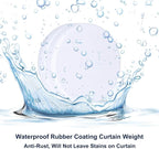 2LB Heavy Duty Outdoor Curtain Weights, Strong Magnetic Gazebo Curtain Weights, Rubber Covered Waterproof Drapery Weight, Prevent Curtain Liner from Blowing Around, White, 4 Pairs