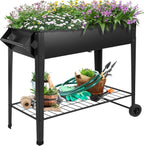 32" rolling raised garden bed with wheels, metal, main product view