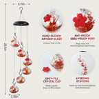 Charming Wind Chimes Hummingbird feeders for Outdoors Hanging ant and bee Proof,Never Leak,Perfect Garden Decor for Outside(Tree of Life)