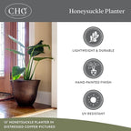 Classic Home and Garden Honeysuckle Resin Planters - Lightweight Indoor & Outdoor Plant Pots - UV-Resistant Plastic Flower Pots - Pot Planters for Flowers & Herbs (13" Tequila Sunrise)