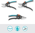 GARDENA 12242-20 Pruning Shears (Compatible with 0.9 inch (24 mm) Diameter, Bypass Type, PremiumCut Flex