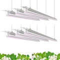 Barrina 4FT T8 Plant Grow Light, 42W Full Spectrum LED Growing Lamp, 6 Pack | 252W(6x42W), V-Shaped Reflector, On/Off Switch, Linkable LED Grow Light for Indoor Plants, Greenhouse, Shelf, Pinkish White