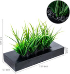 mygift artificial grass plant in rectangular wood planter on a desk or shelf