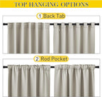 NICETOWN 2 Panels Natural Gazebo Curtains Outdoor Waterproof & Windproof, Top & Bottom Rod Pocket & Back Tab Windproof Privacy Outdoor Curtains Blackout Blinds with Fixed Rope for Patio, W52 x L95