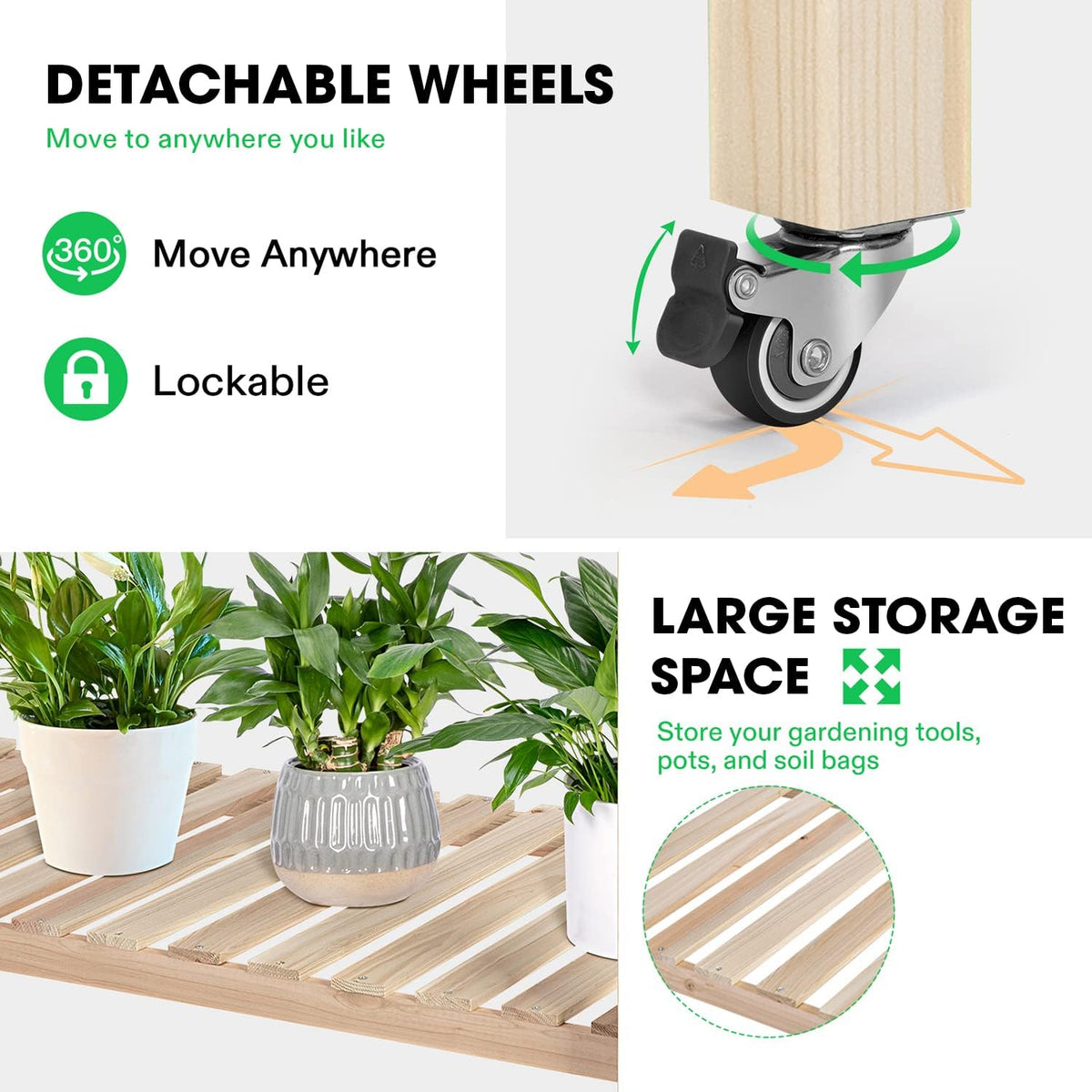 vivosun raised garden bed with legs & wheels, side view