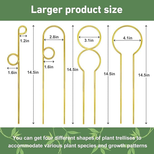 14.17in Plant Trellis Indoor, 4.2mm Dia Gold Small Trellis for Potted Plants, Metal Trellis for Climbing Plants Indoor Support for houseplant Hoya Photos Succulents Hostas, Plant Decor
