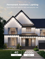 Govee Permanent Outdoor Lights 2, 50ft RGBIC Outdoor Lights with 36 LED Lights, IP67 Waterproof, 100 Scene Modes with 40lm White for Outdoor Decorations, Works with Alexa, Google Assistant, White