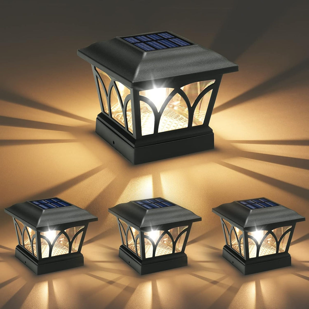 volisun solar fence post cap lights, edison led, main product view