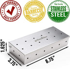 Stainless Steel Wood Chip Smoker Box for Gas & Charcoal Grills | XL Size | BBQ Smoker Accessory | Grilling Gift | Uses Wood Chips or Pellets