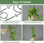 32.6in Plant Trellis for Climbing Plants Indoor Outdoor, Expandable Large Metal Garden Trellis for Potted Plants, Heavy-Duty Tall Pothos Plant Climber Support for Ivy Pothos Hoya Monstera, 2P
