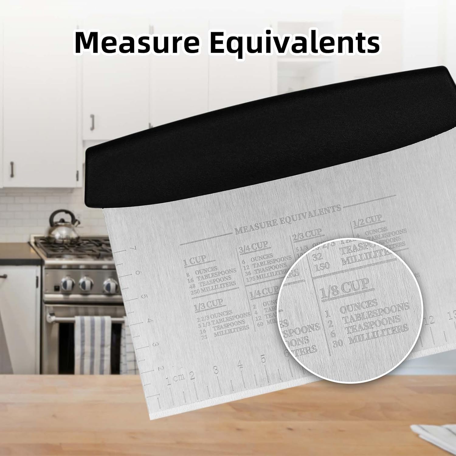 Vaincre 2PCS 6" Stainless Steel Bench Dough Scraper Cutter | With Measuring Scale, Multi-Use Baking Chopper & Spatula, For Pastry, Bread & Food Prep, Essential Kitchen Utensil