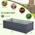 Ohuhu 6x3x1.5FT Metal Raised Garden Bed Outdoor, Reinforced Galvanized Steel Rustproof Planter Box, 100% Non-Toxic, 202 Gal Large Capacity Heavy Duty Raised Beds for Growing Vegetables Flowers Herbs
