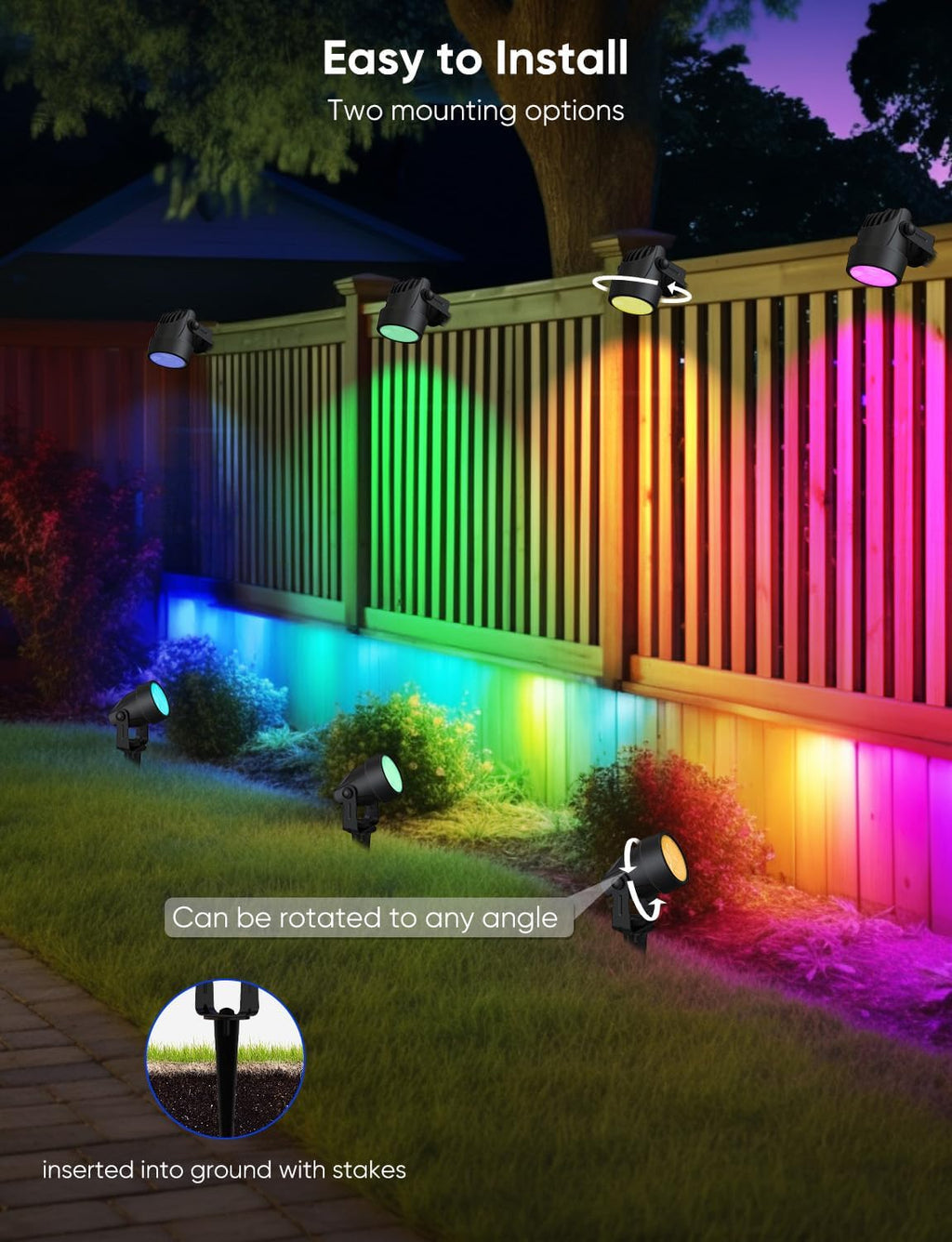appeck landscape lighting, rgbw spotlights with app control,8, close-up detail