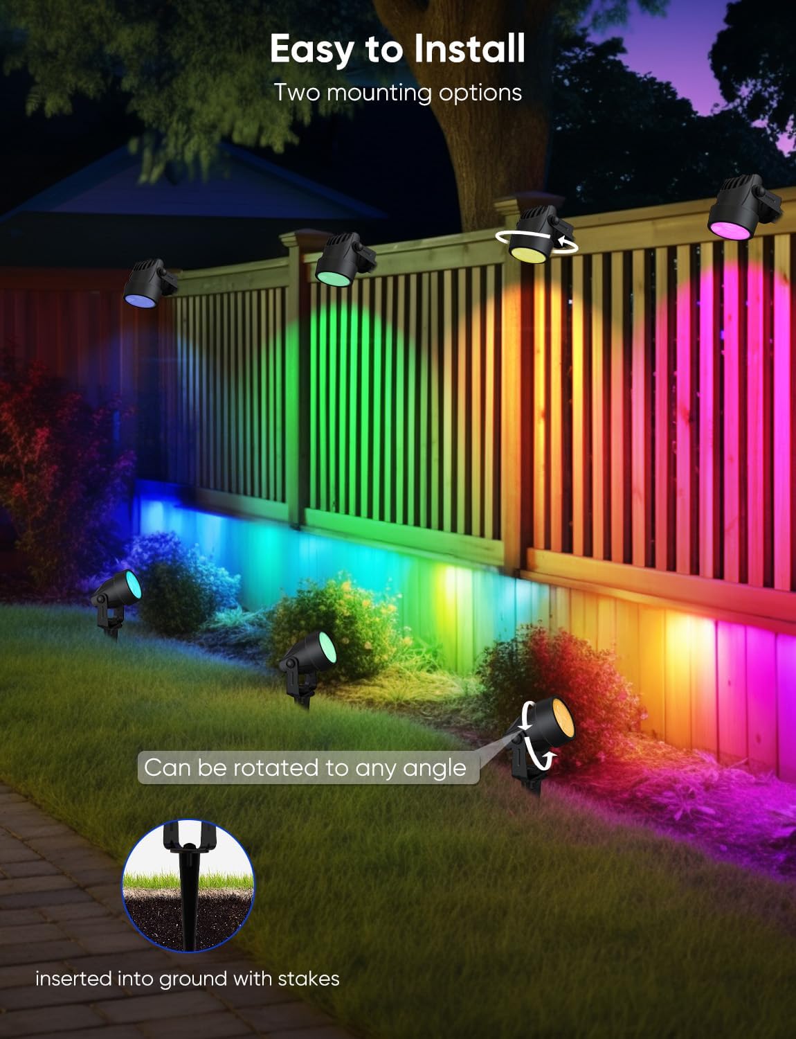 appeck landscape lighting, rgbw spotlights with app control,8, close-up detail