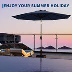 Garvee 9FT Patio Umbrella - Outdoor Table Umbrella with Smooth Crank Lift, Push Button Tilt and 8 Sturdy Ribs - Market Umbrella UV Protection Waterproof for Pool, Deck, Yard, Garden (Navy Blue)
