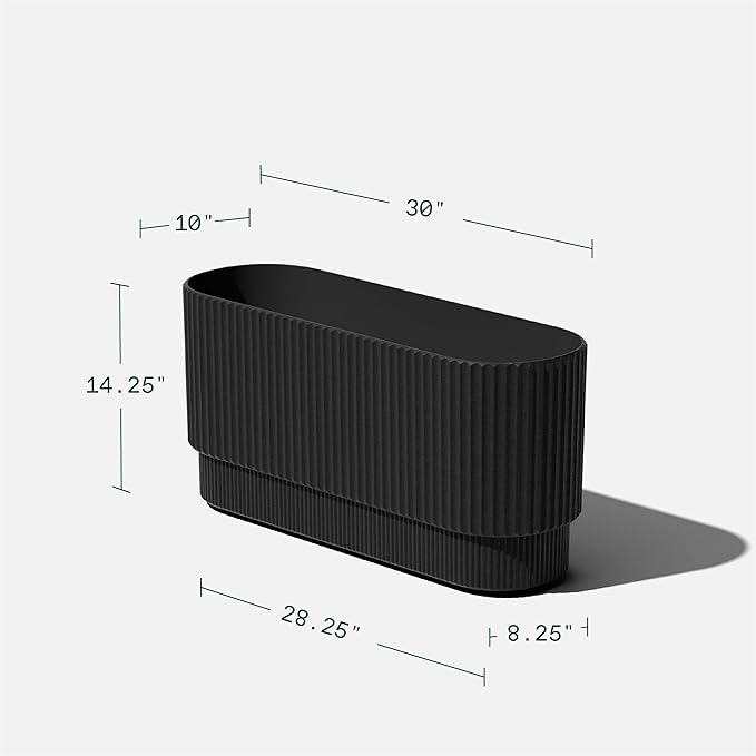 Veradek Demi Series Long Planter for Porch, Patio, Backyard | Durable Plastic-Stone Composite Material | Modern Décor for Shrubs, Flowers