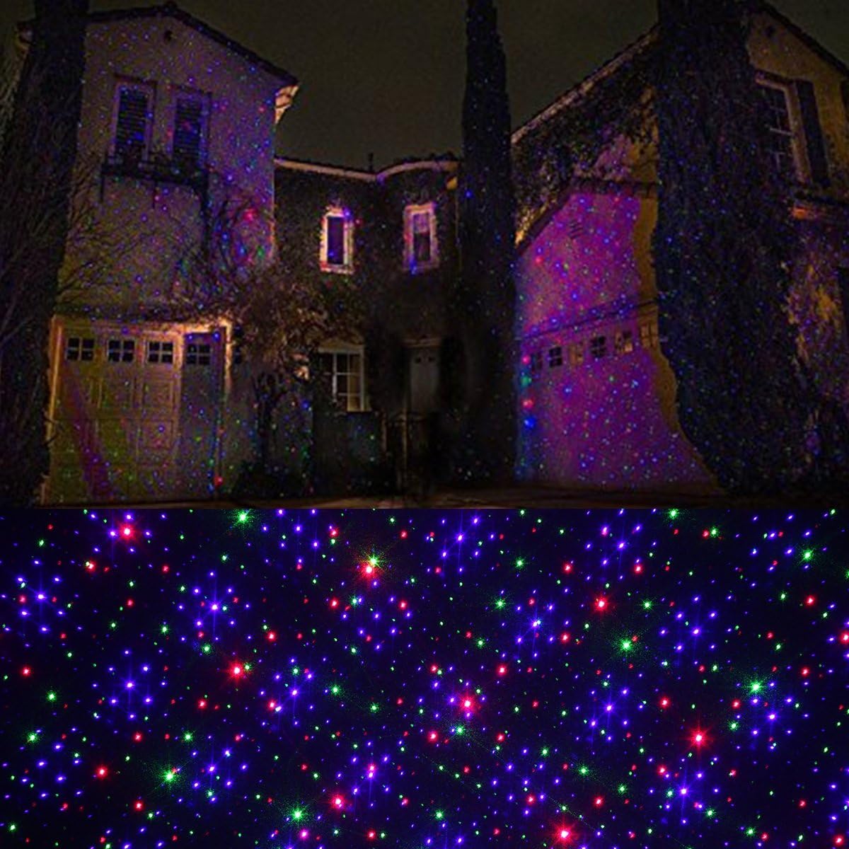 Christmas Laser Projector Lights Outdoor, Motion Firefly Red, Green and Blue with Remote Control and Security Lock