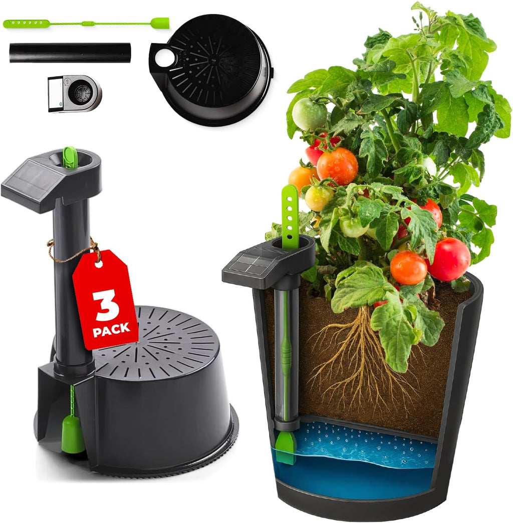 Self Watering Planter Insert w/LifeTested Technology, Water Reservoir & Level Indicator - Turn Any 5-Gal Bucket into a DIY, Portable Automatic Container Indoor-Outdoor Garden, 3-Pack