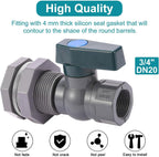 BILAL 2 Set 3/4 Inch Rain Barrel Spigot Kit with Bulkhead Fitting, 2 Set | Water Barrel PVC Garden Diverter Kit Hose Faucet Adapter for Water Tanks, Aquariums, Tubs, Pool, Garden Barrel